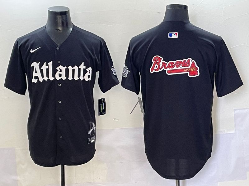 Men 2025 Atlanta Braves Blank Black Five generations Joint Name Nike MLB Jersey style 1->chicago bulls->NBA Jersey